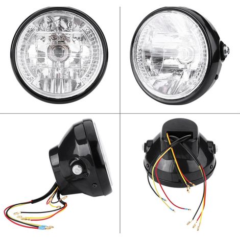 Phare avant moto universel avec clignotants, ampoule LED et support, projecteur motocyclette, feu de croisement et clignotant intégrés, kit éclairage moto (1/5)
