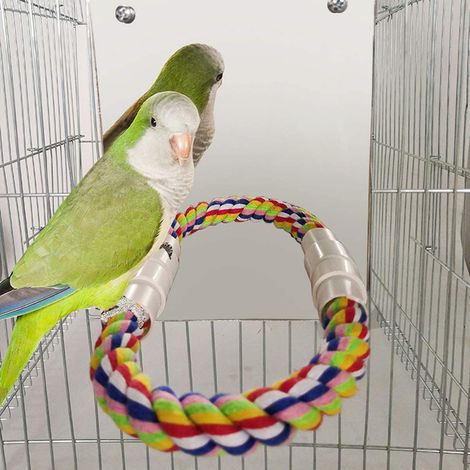Jouet miroir pour oiseau avec perchoir à corde, jouet à mâcher pour perroquet, perchoir à griffes pour cage à oiseaux (1/5)
