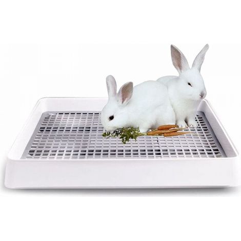 38x30x6.5 cm Bac à litière pour lapin surdimensionné avec grille bac à litière pour chat en cage bac à litière pour lapin surdimensionné (1/5)