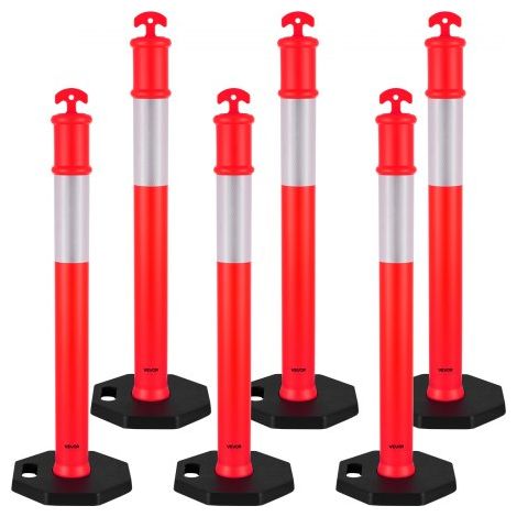 Poteau de Signalisation 6PCs 114 cm Balise de Délimitation avec (1/5)