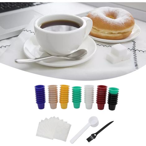 Cápsulas de café recargables: 60 cápsulas de filtro para Nespresso, café, leche y té. Set de 60 unidades con lámina resellable y accesorios. (1/5)