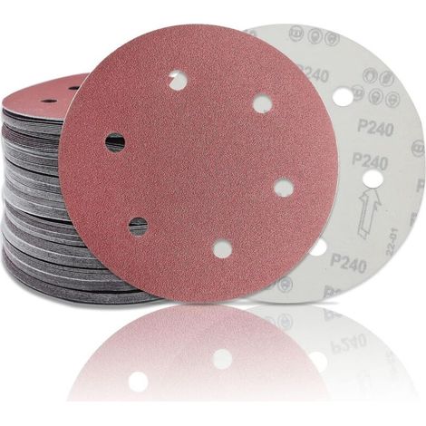 30-teilige Schleifscheibe, 225 mm (5x40/60/80/120/180/240 Körnung) für Langhalsschleifer, Trockenbauschleifer, 6-Loch-Rundschleifpapier. (1/4)