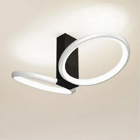 TrAdE Shop Traesio - Plafoniera Led 22w 2 Cerchi Bianco Moderno Lampadario Soffitto Doppio Anello 50537 - (1/5)