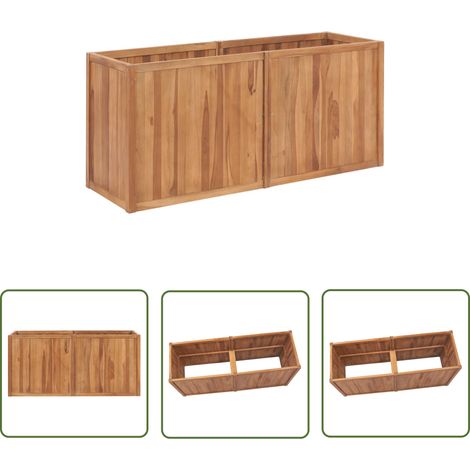 The Living Store Lit surélevé de jardin 150x50x70 cm Bois de teck solide - Jardinière En Bois - Pot De Fleurs En Bois - Bac De Plantation - Décoration Jardin - Meubles De Jardin (1/5)