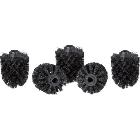 Lot de 5 têtes de brosse de toilette, brosses de toilette en vrac avec fil de 12 mm, tête de brosse de rechange diamètre 8 cm, noir (1/5)