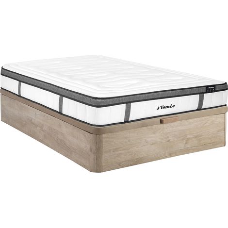 Set 160x200cm rete vano Nat. chiaro + mater. ibrido molle insacch. 7 zone e memory foam, sp. 30cm - OLIANE di YSMÉE (1/4)