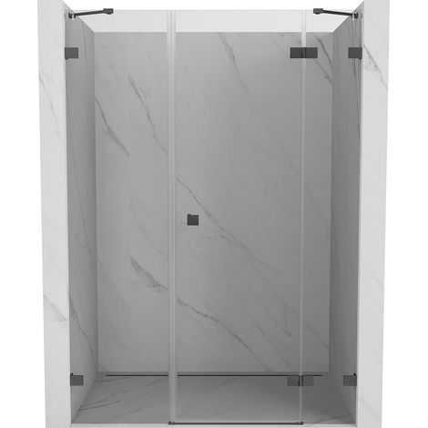Mexen Lunar porta doccia battente destra 140 cm, trasparente, grigio canna di fucile spazzolato - 834S-140-050-66-00-P (1/5)