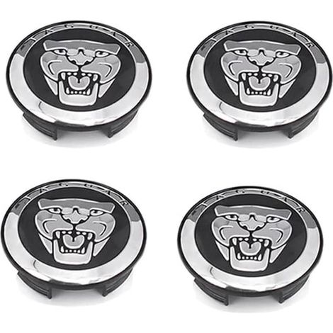 Jeu de 4 enjoliveurs noirs 59 mm pour JAGUAR X TYPE XK XF XJ XJ8 XJ6 (1/4)