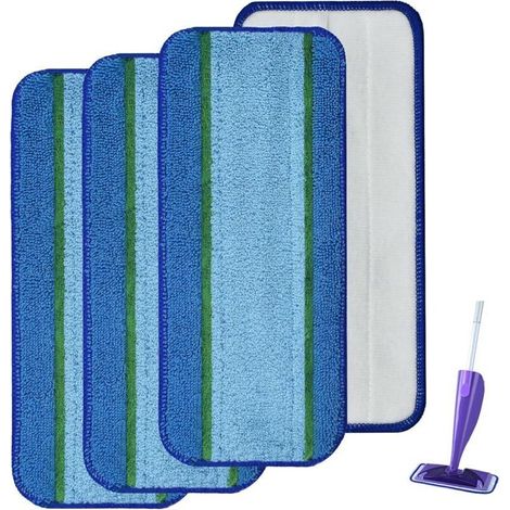 4-teiliges Set wiederverwendbarer Wischmopp-Pads, kompatibel mit Swiffer WetJet, waschbare Mikrofaser-Ersatz-Wischmopp-Pads für die Reinigung - Crezuo (1/4)