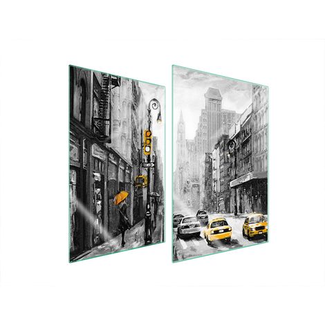 Plaque de protection en verre pour cuisine 2x35x52 ville (1/5)