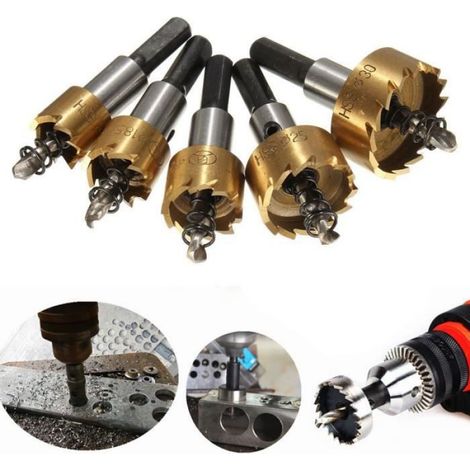 5pcs Kit 16-30MM HSS Forets Scie Cloche Trou Fraise Perceuse Cobalt 6542 Haute Vitesse Acier Metal Bois Alliage (1/4)