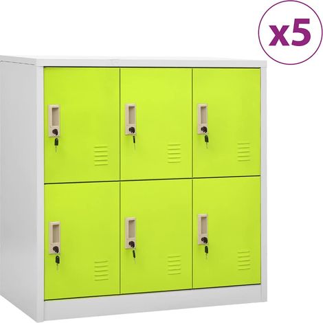vidaXL Armoires à casiers 5 pcs Gris clair et vert 90x45x92,5 cm Acier (1/5)