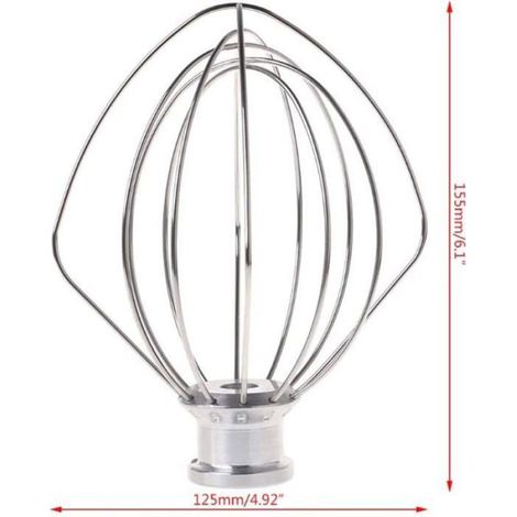 Fouet A Fils - Acier Inoxydable - Pour Robot Pâtissier KitchenAid Modèles K45 KSM90 KSM95 KSM100 KSM103 KSM110 KSM150 KSM155 KK45SS - 1 Pièce (1/5)