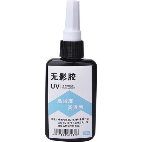 Colle UV transparente pour verre, résine cristal acrylique 50g – adhésif haute résistance à séchage rapide sous lumière ultraviolette (1/5)