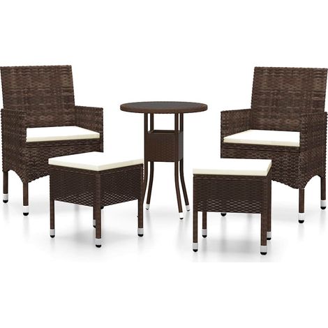 Maison Exclusive - 5-tlg. Garten-Lounge-Set Poly Rattan Braun (1/5)