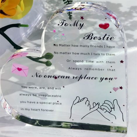 Plaque cœur en acrylique à poser, décoration de bureau, idée cadeau souvenir pour famille et amis(10 cm) (1/3)