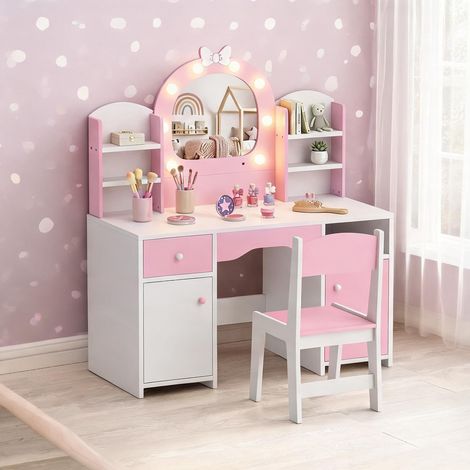 Coiffeuse rose en MDF 90 x 41 x 104 cm (1/5)
