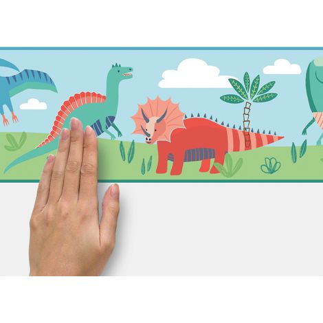 Frise adhésive - Dinosaure Parade - Longueur 22,86 cm