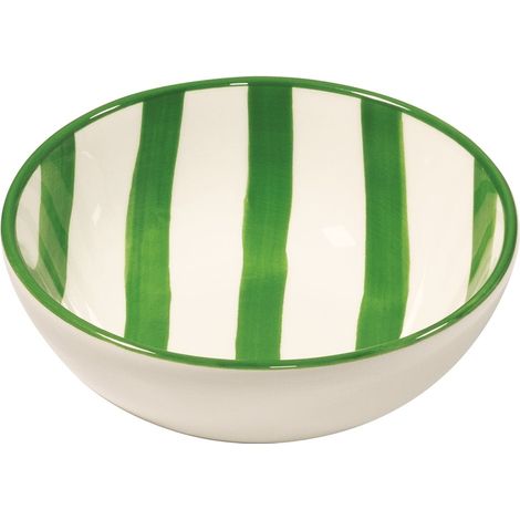 Zafferano Lot De 6 Bols À Rayures Collection Lido En Céramique Artisanale Italienne Verte Design À Rayures Verticales Élégant Et Moderne Pour La Table