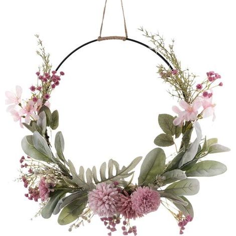 Couronne de fleurs décorative pour porte d'entrée, couronne de fleurs séchées décorative, couronne de fleurs pour toute l'année, décoration de porte d'entrée style champêtre pour Pâques, pendentif, 41 (1/5)