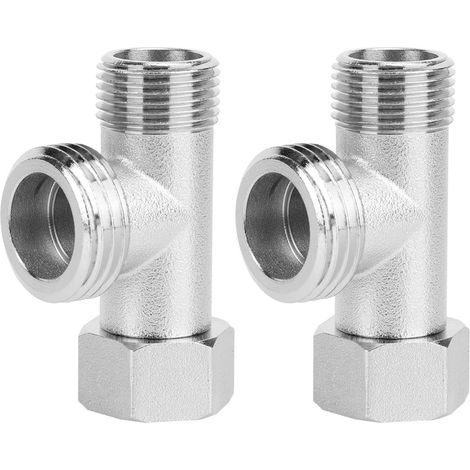 Inverseur de douche, en cuivre pur nickelé pour une durabilité accrue, filetage G15/16 vers G1/2 pour le raccordement du pommeau et du robinet triangulaire, rotation à 180°. (1/5)