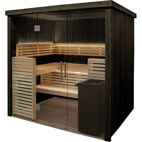 Harvia Fenix 1620S Sauna Saunakabine aus Fichte schwarz Indoor-Sauna 206 x 160 x 201 cm (1/5)