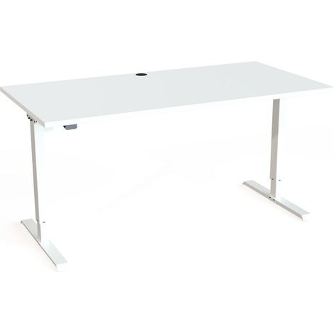 STIER Elektrisch höhenverstellbarer Schreibtisch 501-20 160 x 80 cm Weiß (1/3)