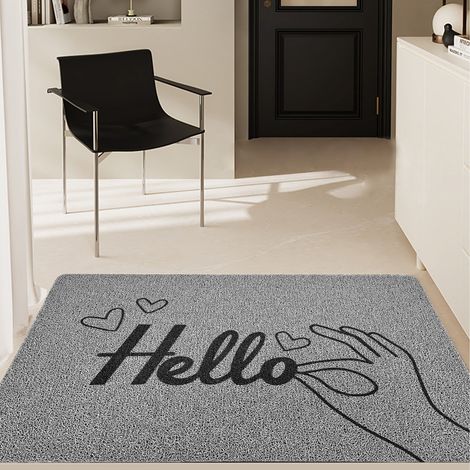 New style entrance mat, bathroom rug, PVC loop floor mat, non-slip doormat for toilet and entryway - Gray Hello finger design - 4060CM loop