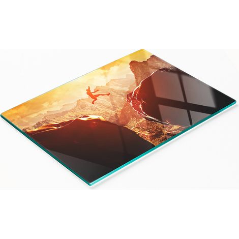 Tagliere da cucina decorativo in vetro "Salto nell'abisso" 80x52 cm (1/5)