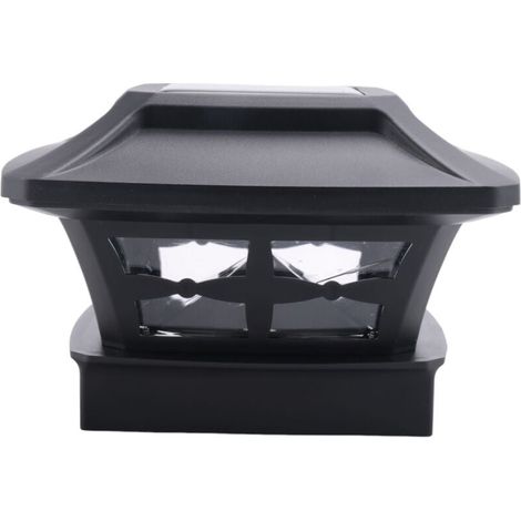 Luci solari per pali, 2 modalità di illuminazione, luci a LED per recinzioni su pali in legno, decorazione da giardino, nero caldo (1/4)