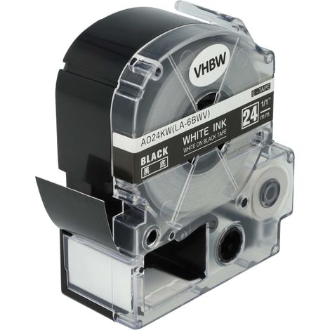 vhbw Label Tape Replacement for KingJim SD24KW for Label Printer 8m x 24 mm, White on Black (1/4)