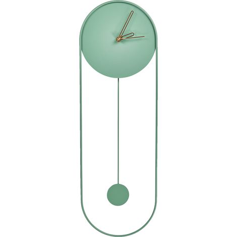 Reloj de pared decoración colgante 20 x 62 cm diseño moderno minimalista con péndulo decorativo sin números acero verde claro Salvan (1/5)