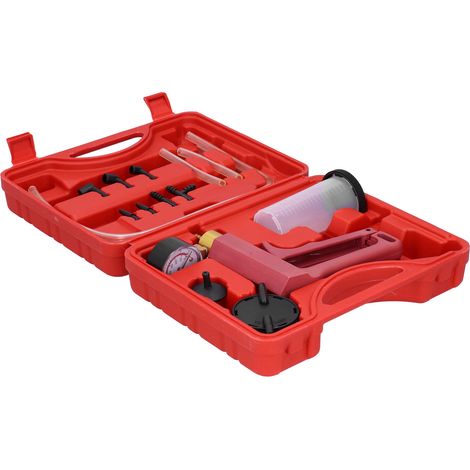 Handvakuum-Druckprüfgerät, Bremsenentlüftungsset, Adapter, Anschlüsse mit Werkzeugkasten