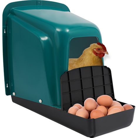 Nichoir à poules, lot de 5 - Pondoir mural en plastique - collecte automatique des œufs, 46,6 x 39 cm, bleu-vert (1/5)