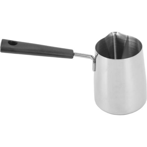Pichet à café design écailleux en acier inoxydable 304 avec longue poignée, résistant à la chaleur et idéal pour faire mousser le lait à la maison (350 ml). (1/5)