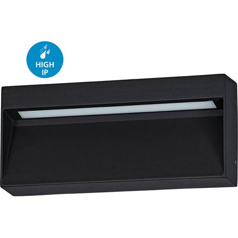 Applique Rettangolare Esterno Maruggio Alluminio Nero E Policarbonato Trasp Led (1/5)