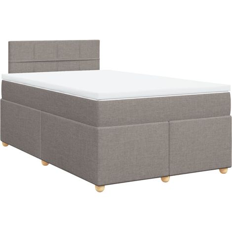 Lit double  Lit adulte  Sommier à lattes de lit avec matelas Taupe 120x200 cm Tissu
