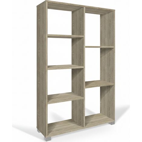 Libreria Scaffale Moderna 7 Ripiani Mobile Soggiorno 80x24x126.5 cm rovere