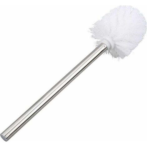 Brosse WC/WC/salle de bain de rechange, tête de brosse de nettoyage avec manche en acier inoxydable, lot de 2 pièces, blanc (1/4)