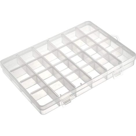 Boîte de rangement pour composants sourcing map en 2 parties - PP solide, 24 compartiments, blanc