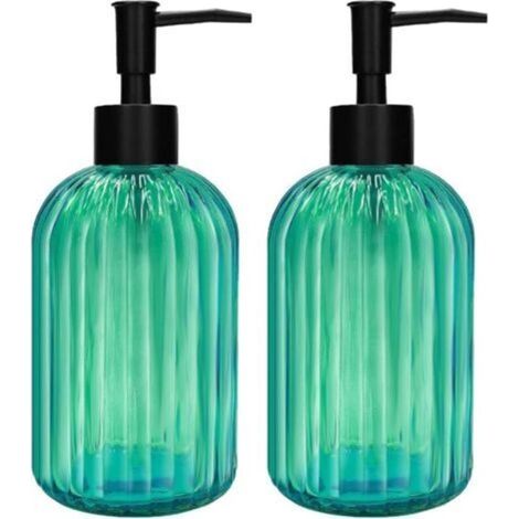 2-Piece Glass Soap Dispenser with Black Pump, 420ml Refillable Pump Dispenser (1/5)