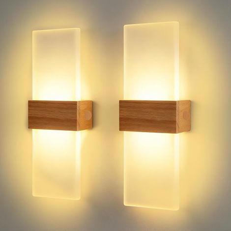 2 Applique Murale LED Intérieur 12W Blanc Chaud 3000K Lampe de Murales (1/5)