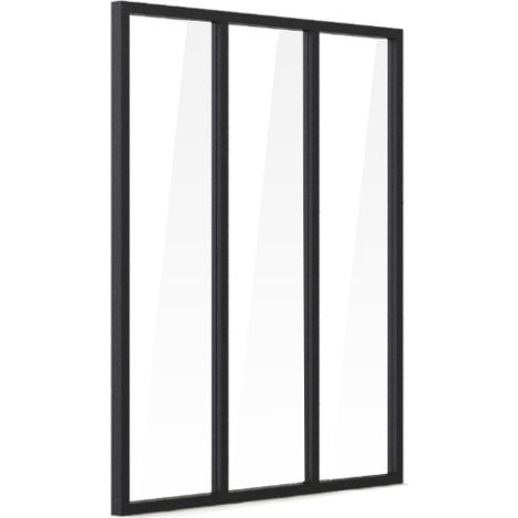 Aluminium-Indoor-Glasdach - 3 Glasscheiben - Schwarz - 105 x 123 cm