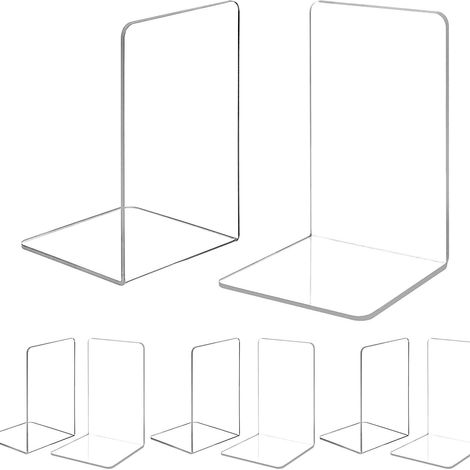 Serre-livres en acrylique - Serre-livres transparents avec patins adhésifs antidérapants - Serre-livres peu encombrant pour étagère, bureau, école, maison et bibliothèque (8) (1/2)