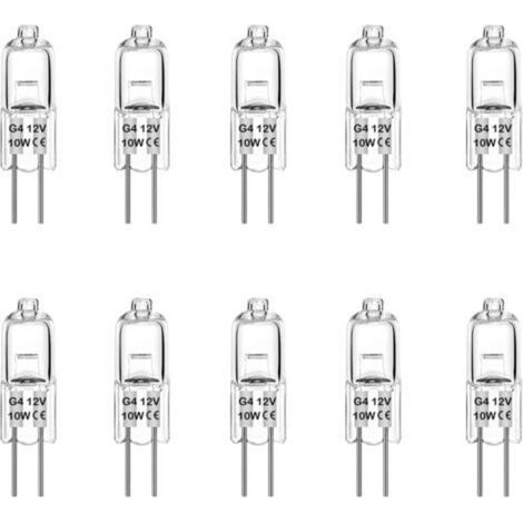 Lot de 10 Ampoule Halogène G4 10W 12V Lampe de Base à Broche Halogène, Blanc Chaud 3000K [Classe énergétique G] (1/5)