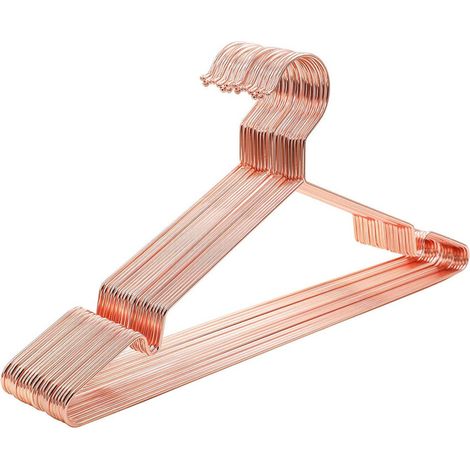 Paquete de 20 perchas de metal cromado Aspecto bonito y estético Antióxido Ahorro de espacio Oro rosa 42 cm (1/3)