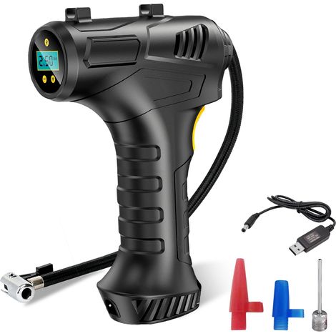 Gonfiatore per pneumatici per auto senza fili, ProChosen 12V 150PSI 6000mAh, compressore d'aria portatile, compressore per auto, mini compressore elettrico con luce LED e 4 ugelli