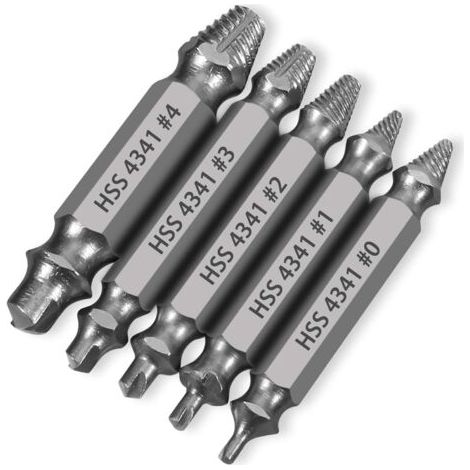 BUNTHAUS Geschenke für Männer, 5-teiliges Schraubenausdreher-Set aus Titan für beschädigte Schrauben – Extraktor für abisolierte Kopfschrauben, Muttern und Bolzen, Bohrwerkzeuge zur einfachen Rostentf (1/3)