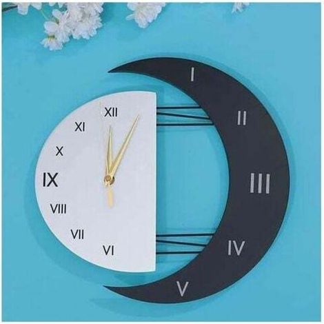 Horloge murale moderne Design moderne Horloge murale Creative Moon Frame Horloge de cuisine Horloge murale pour la maison (33cm)