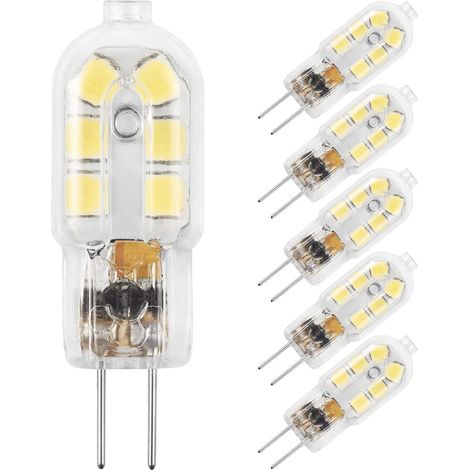 Puces LED G4 lot de 5 blanc chaud 3000 K 2 W AC DC 12 V culot 2 broches remplacement ampoules halogènes 20 W pour éclairage intérieur (1/5)